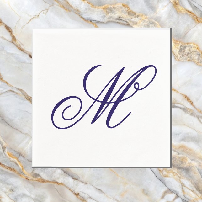 Elegant Navy Blue Monogram Initial  Napkins (Creator Uploaded)
