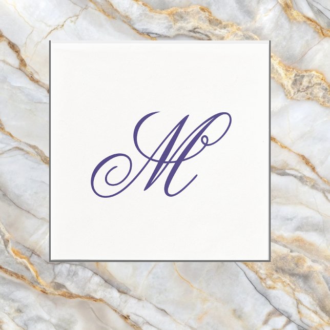 Elegant Navy Blue Monogram Initial  Napkins (Creator Uploaded)
