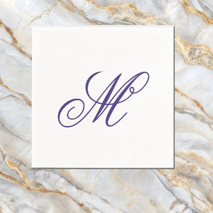 Elegant Navy Blue Monogram Initial  Napkins