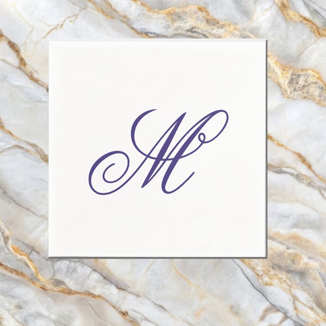 Elegant Navy Blue Monogram Initial  Napkins (Creator Uploaded)