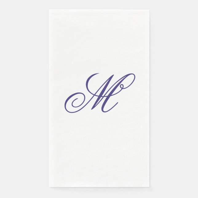 Elegant Navy Blue Monogram Initial  Paper Guest Towels (Front)