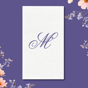 Elegant Navy Blue Monogram Initial  Paper Guest Towels