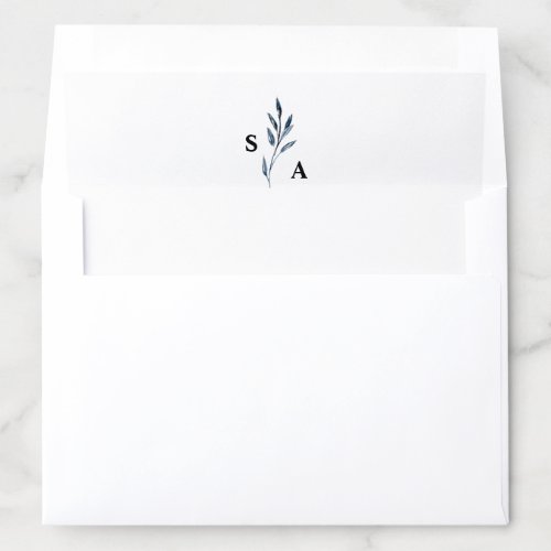 Elegant Navy Blue Monogram Initials Wedding Envelope Liner