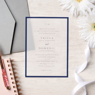 Elegant Navy Blue Monogram Modern Wedding Vellum Invitations