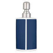 Elegant Navy Blue Monogrammed Soap Dispenser And Toothbrush Holder (Back)
