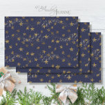 Elegant Navy Blue n Gold Snowflake Christmas Stars Wrapping Paper Sheets<br><div class="desc">"Elegant Navy Blue n Gold Snowflake Christmas Stars wrapping paper." Use for decoupaging furniture or crafts as well as wrapping presents. Part of our "Color Basics Line" of tissue papers designed to coordinate with many patterns and images. Art by internationally licensed artist and designer, Audrey Jeanne Roberts ©. Audrey Jeanne's...</div>