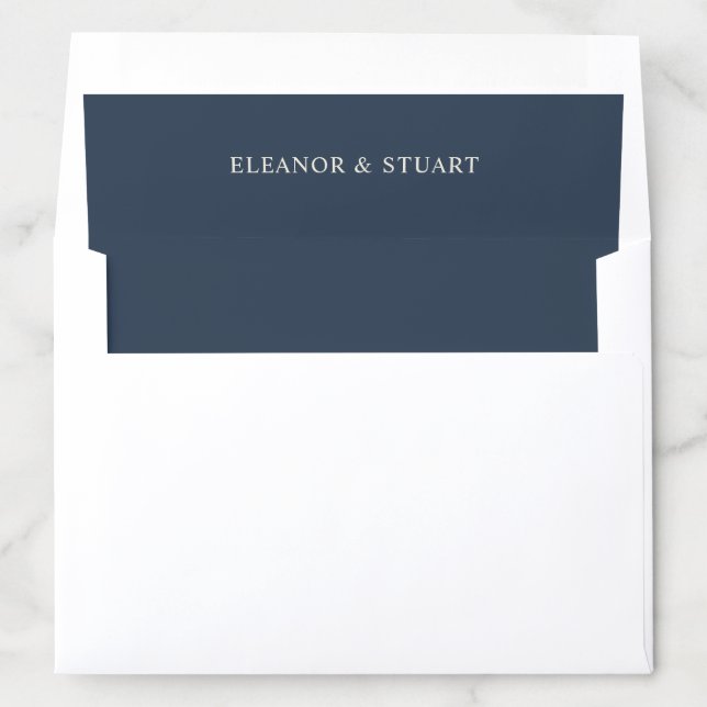 Elegant Navy Blue Names Wedding Envelope Liner (In Envelope)