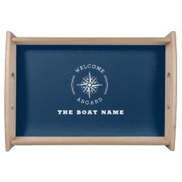 elegant navy blue nautical compass boat  serving tray