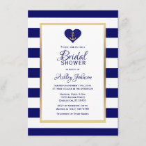 Elegant Navy Blue Nautical Wedding Bridal Shower Invitation