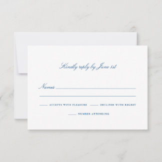 Elegant Navy Blue Number Attending RSVP Card