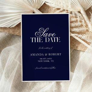 Elegant Navy Blue Old Money Wedding Save The Date