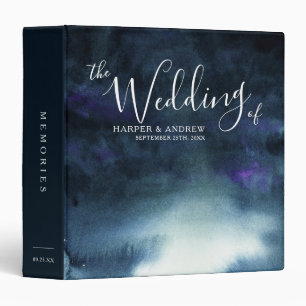 Elegant Navy Blue Ombre Wedding Photo Album 3 Ring Binder