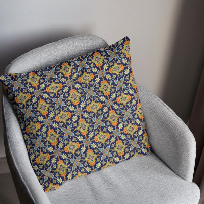 Elegant Navy Blue Orange American MoJo Pillow