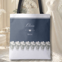 Elegant Navy Blue Orchid Bride to Be Wedding Bag