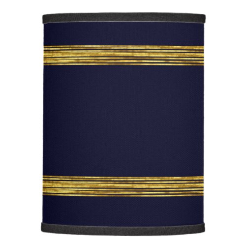 Elegant navy blue pattern horizontal gold lines lamp shade
