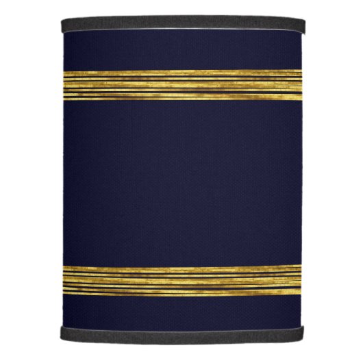 Elegant navy blue pattern, horizontal gold lines lamp shade (Right)