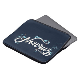 Elegant Navy Blue Personalized Name Laptop Sleeve