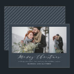 Elegant navy blue photo collage christmas holiday card<br><div class="desc">A beautiful multi photo Christmas card,  perfect for sending holiday wishes to family and friends. A elegant minimal design with stunning script text. Customise the navy blue color of the design to personalise your card. Part of a collection.</div>
