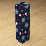 Elegant navy blue 💙 pickleball Christmas Wine Box<br><div class="desc">Elegant Navy blue 💙 pickleball Christmas wine box .  White pickleball paddles,  red pickleballs and a lot of cute white snow flakes on navy blue background.</div>