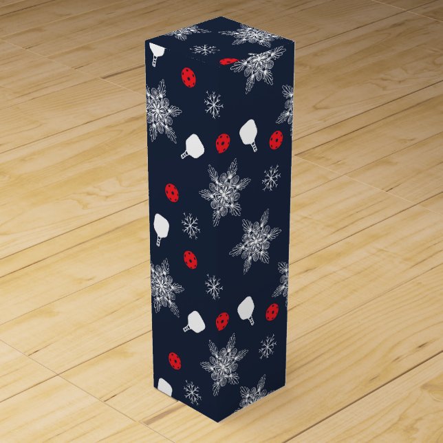 Elegant navy blue 💙 pickleball Christmas Wine Box (Front)