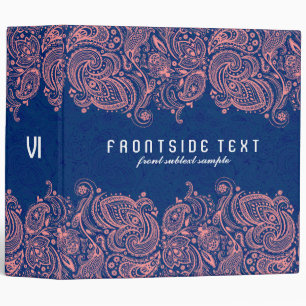 Elegant Navy Blue & Pink Paisley Lace Binder