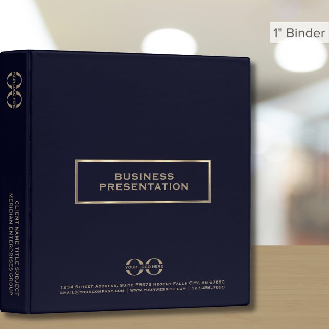 Elegant Navy Blue Presentation Binder Custom Logo (Creator Uploaded)