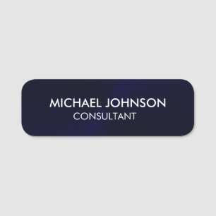 Elegant Navy Blue Professional Business Name Tag