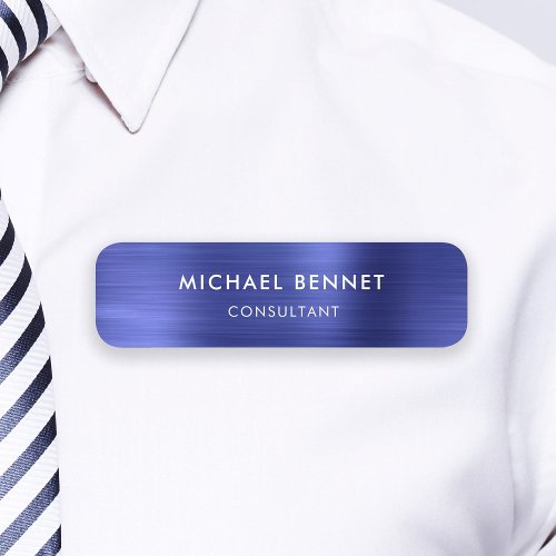 Elegant Navy Blue Professional Business Name Tag