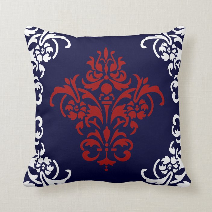 red and navy throw pillows