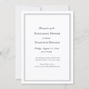 Elegant Navy Blue Rehearsal Dinner Invitations