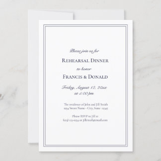 Elegant Navy Blue Rehearsal Dinner Invitations