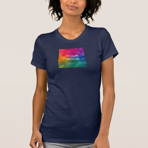 Elegant Navy Blue Replace Your Photo Image Womens T_Shirt