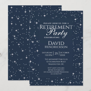 Elegant Navy Blue Retirement Party Invitation