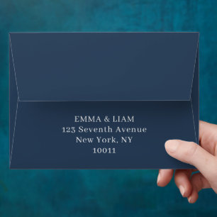 Elegant Navy Blue Return Address Custom Envelope