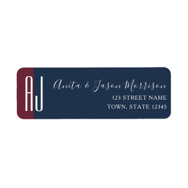 Elegant Navy Blue Return Address Label (Front)