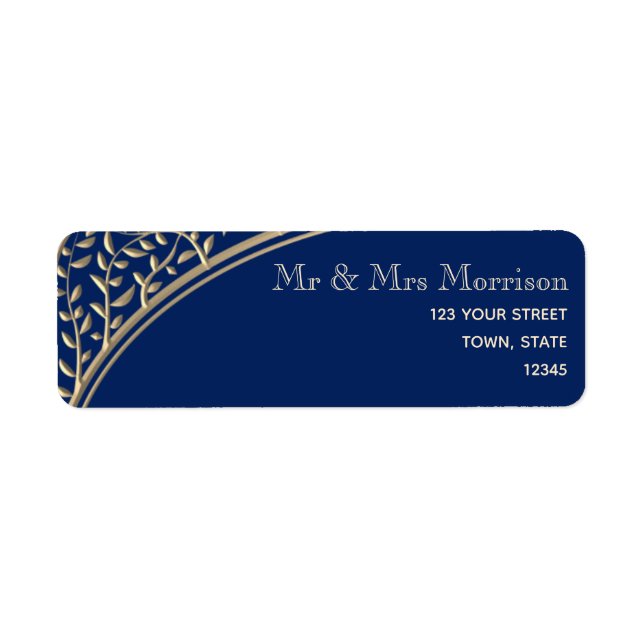 Elegant Navy Blue Return Address Label (Front)
