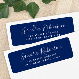 Elegant navy blue return address labels