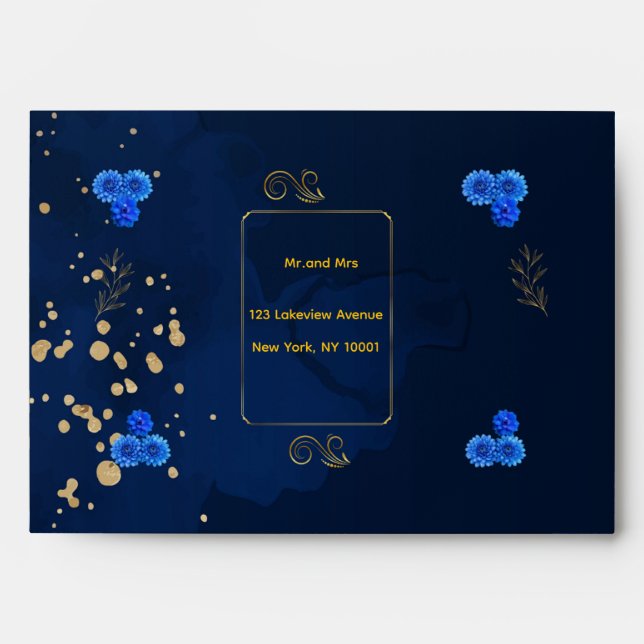 Elegant Navy Blue Return Address Sticker Envelope (Front)