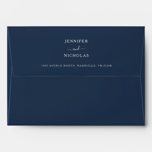 Elegant Navy Blue Return Address Wedding Envelope
