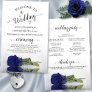 Elegant Navy Blue Rose Budget Wedding Program