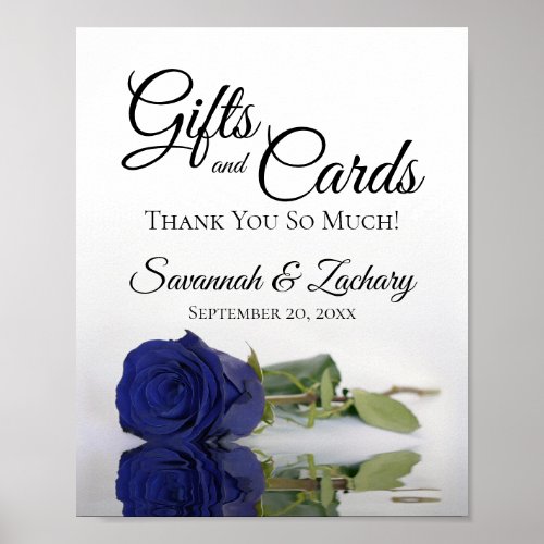 Elegant Navy Blue Rose Gifts  Cards Wedding Sign