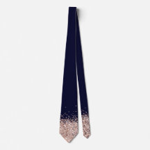 Elegant Navy Blue Rose Gold Faux Glitter