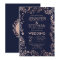 Elegant Navy Blue Rose Gold Floral Wedding Invites