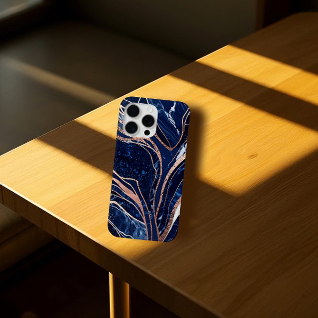 Elegant Navy Blue Rose Gold marble Case-Mate iPhone Case (Creator Uploaded)