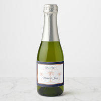 Elegant Navy Blue Rose Gold Palm Tree Wedding Champagne Label