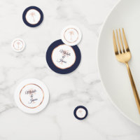 Elegant Navy Blue Rose Gold Palm Tree Wedding Confetti