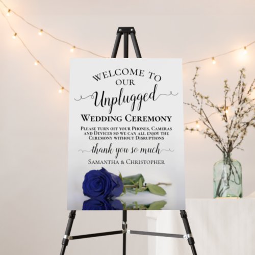 Elegant Navy Blue Rose Unplugged Wedding Ceremony Foam Board
