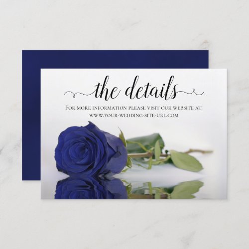 Elegant Navy Blue Rose Wedding Details Website Enclosure Card