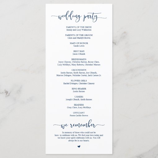 Elegant Navy Blue Script, Our Wedding Ceremony Program | Zazzle