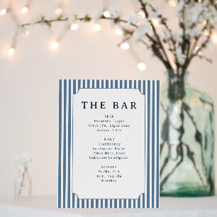 Elegant Navy Blue Serif Bar Menu Foam Board